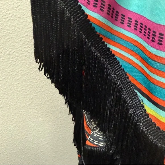 Ivy Jane Boho Fringe Tunic Top Multicolor Striped Festival Western Large - Picture 4 of 10